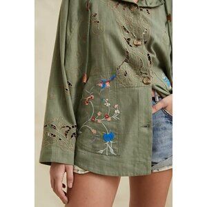 Anthropologie Heirloom Novelty Jacket Size L Large Army Green NEW Lightweight